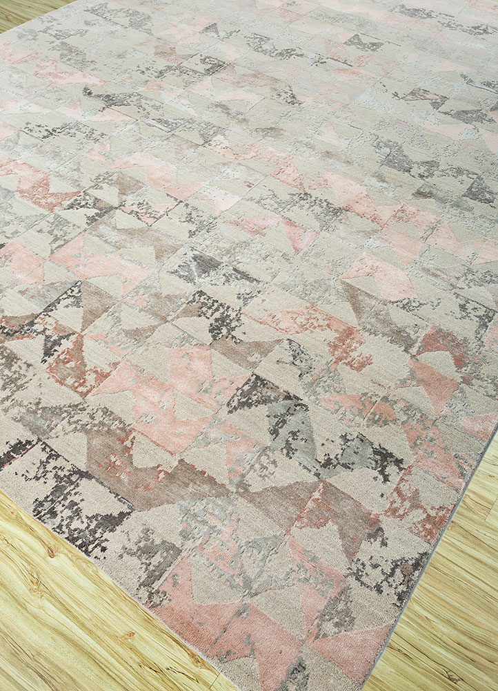 project error by kavi beige and brown wool and bamboo silk hand knotted Rug - FloorShot