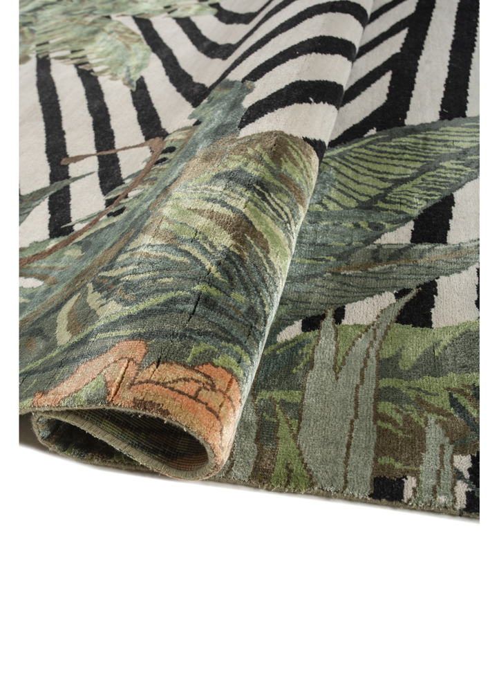 pansy grey and black wool and bamboo silk hand knotted Rug - FloorShot