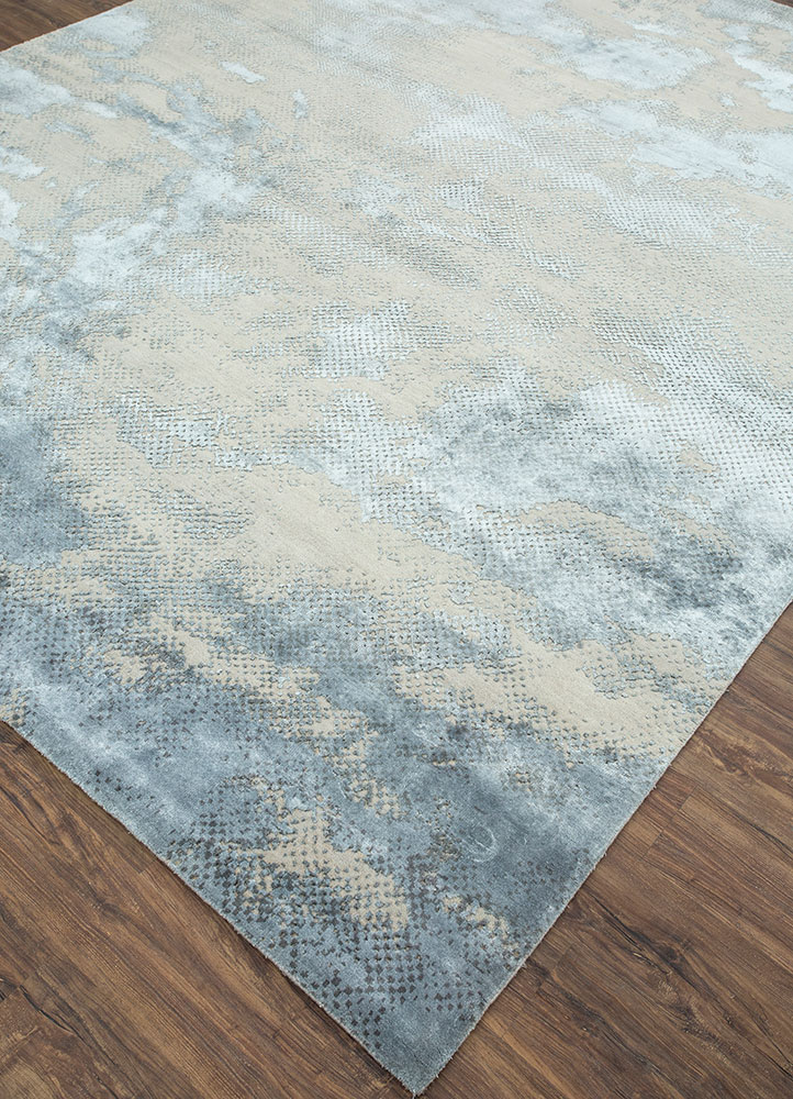 free verse by kavi grey and black wool and bamboo silk hand knotted Rug - FloorShot