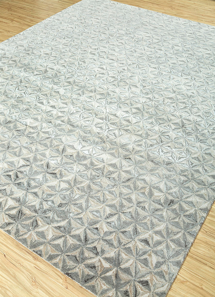 chaos theory by kavi grey and black wool and bamboo silk hand knotted Rug - FloorShot