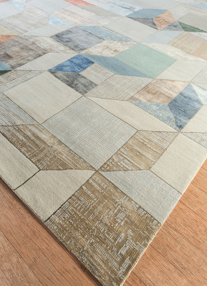 chaos theory by kavi grey and black wool and bamboo silk hand knotted Rug - FloorShot