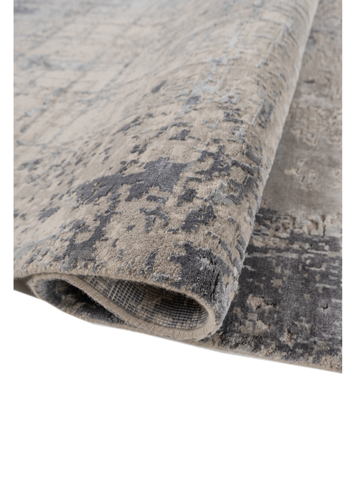 chaos theory by kavi beige and brown wool and bamboo silk hand knotted Rug - FloorShot