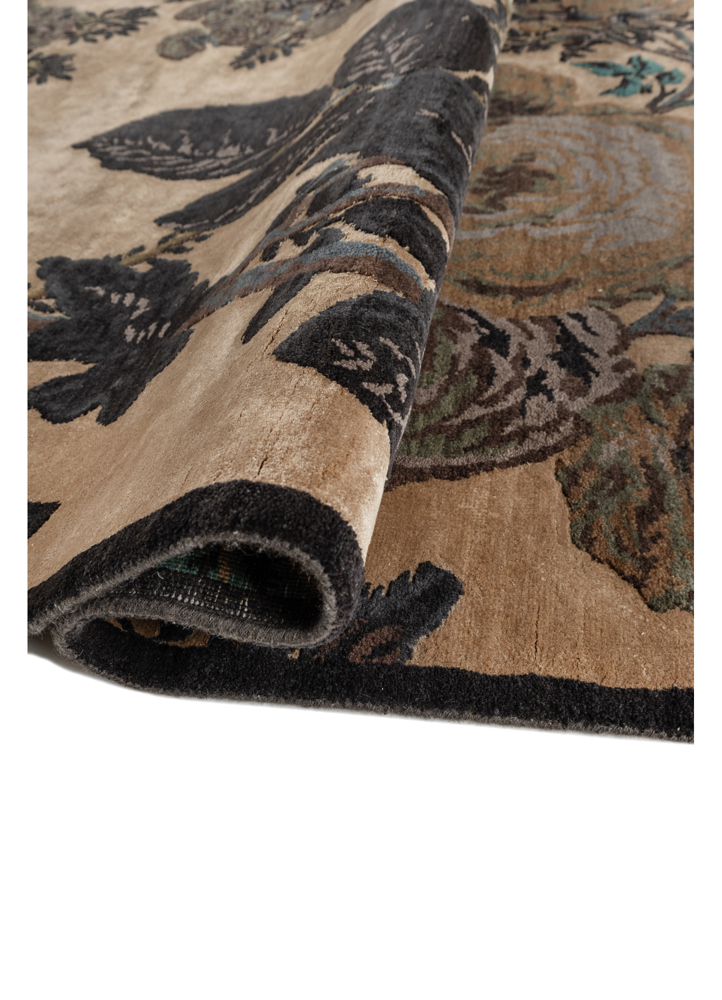 gilded age gold wool and bamboo silk hand knotted Rug - FloorShot