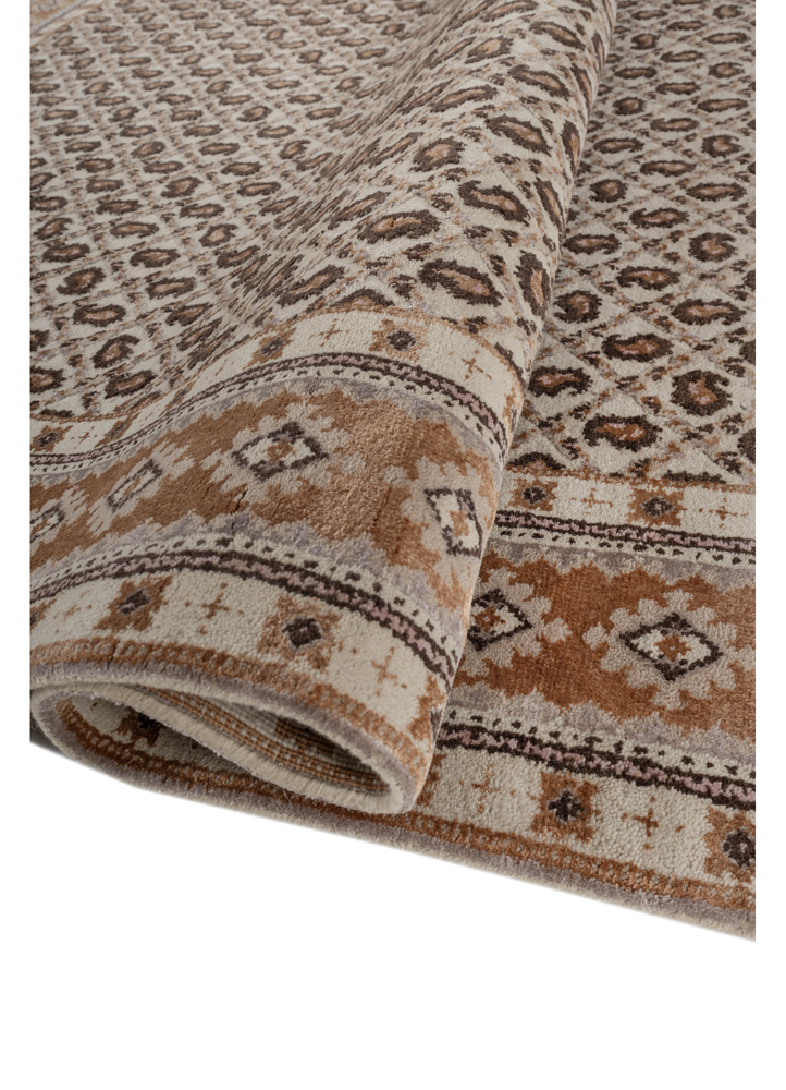 gilded age ivory wool and bamboo silk hand knotted Rug - FloorShot