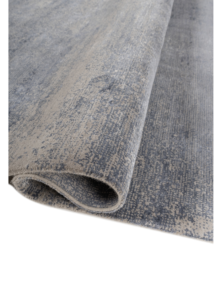 afterglow by kavi grey and black wool and bamboo silk hand knotted Rug - FloorShot