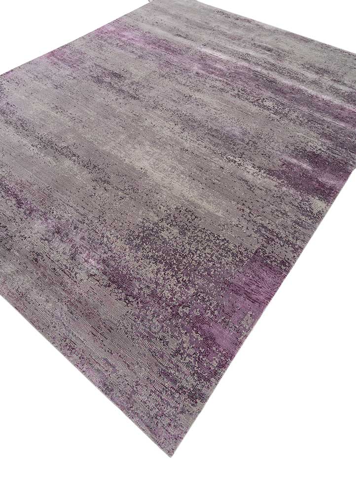afterglow by kavi grey and black wool and bamboo silk hand knotted Rug - FloorShot
