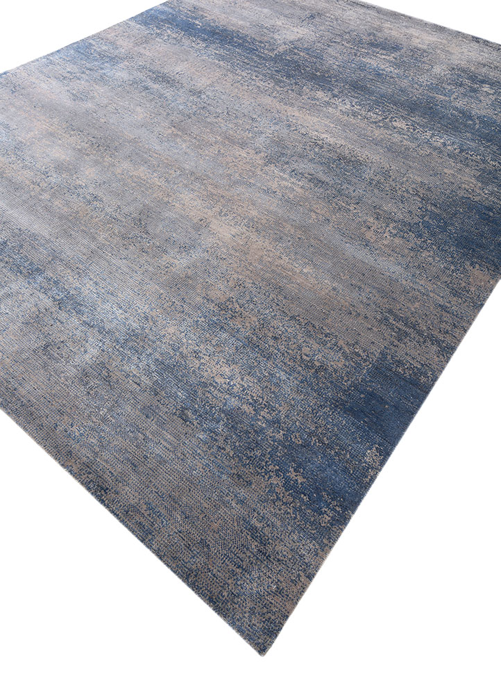 afterglow by kavi grey and black wool and bamboo silk hand knotted Rug - FloorShot