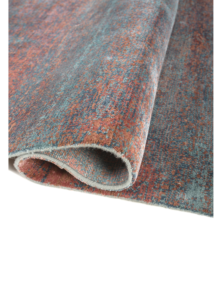 afterglow by kavi blue wool and bamboo silk hand knotted Rug - FloorShot