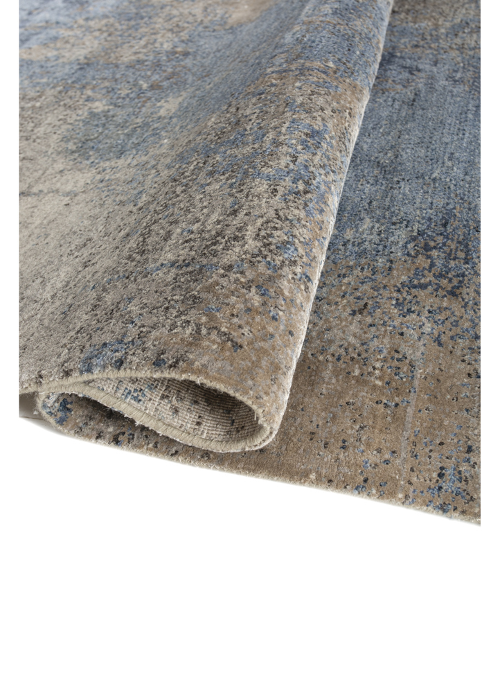 afterglow by kavi beige and brown wool and bamboo silk hand knotted Rug - FloorShot