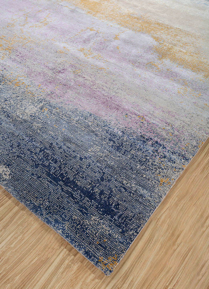 afterglow by kavi ivory wool and bamboo silk hand knotted Rug - FloorShot
