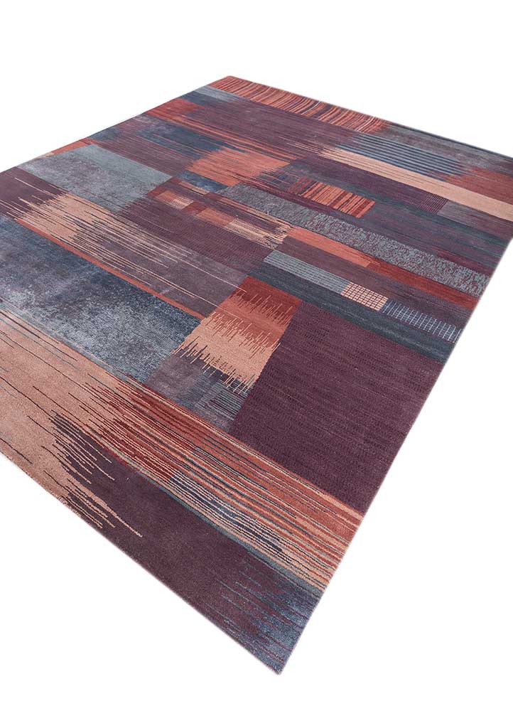 afterglow by kavi red and orange wool and bamboo silk hand knotted Rug - FloorShot