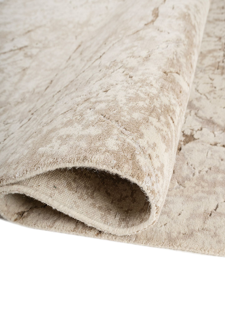 urban pause by kavi ivory wool and bamboo silk hand knotted Rug - FloorShot