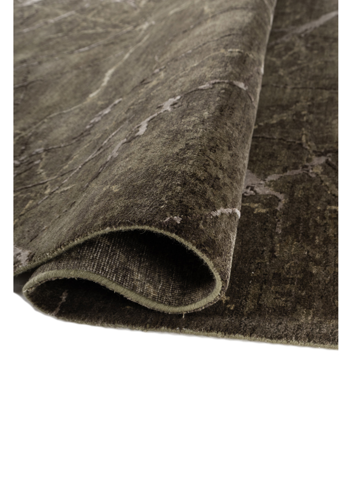 urban pause by kavi grey and black wool and bamboo silk hand knotted Rug - FloorShot