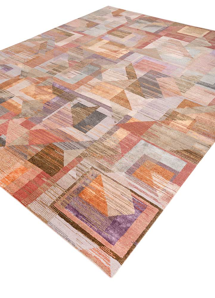 afterglow by kavi pink and purple wool and bamboo silk hand knotted Rug - FloorShot