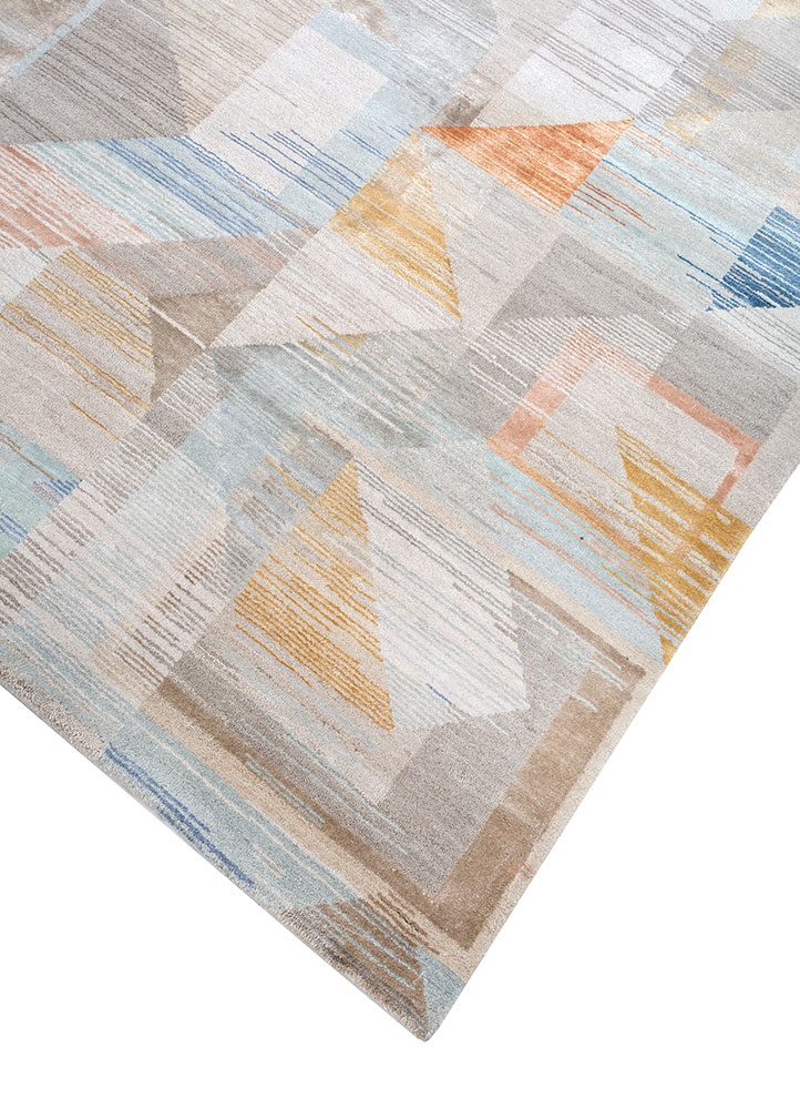 afterglow by kavi ivory wool and bamboo silk hand knotted Rug - FloorShot