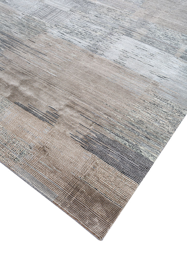 afterglow by kavi grey and black wool and bamboo silk hand knotted Rug - FloorShot