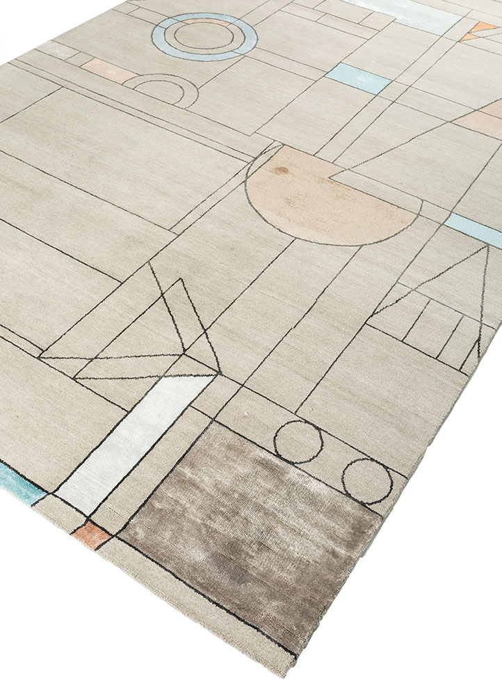 chaos theory by kavi grey and black wool and bamboo silk hand knotted Rug - FloorShot