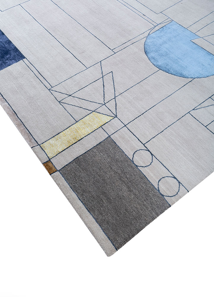 chaos theory by kavi grey and black wool and bamboo silk hand knotted Rug - FloorShot
