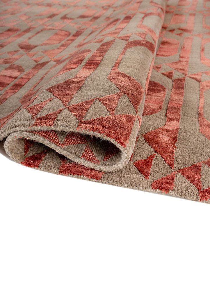 aprezo beige and brown wool and bamboo silk hand knotted Rug - FloorShot