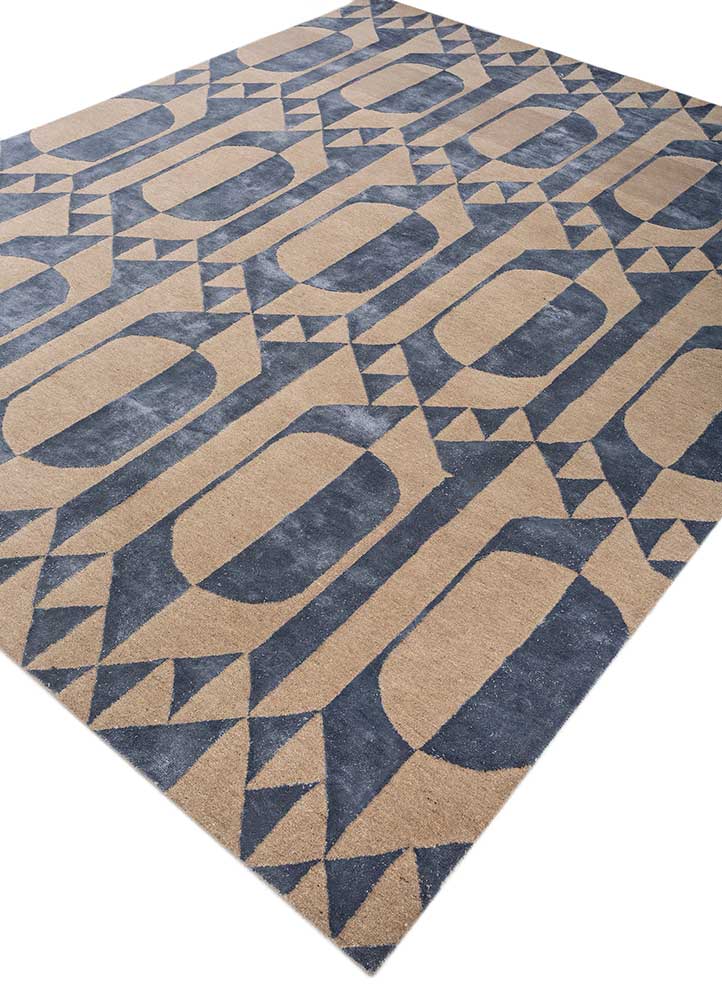 aakar by kavi beige and brown wool and bamboo silk hand knotted Rug - FloorShot