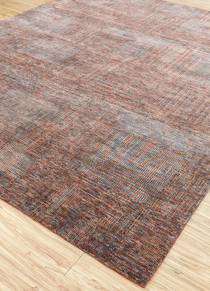 chaos theory by kavi beige and brown wool and bamboo silk hand knotted Rug - FloorShot