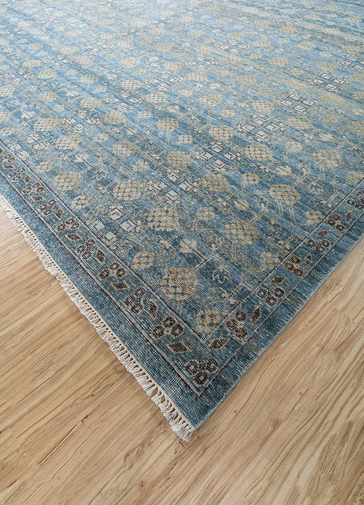 viscaya blue wool hand knotted Rug - FloorShot