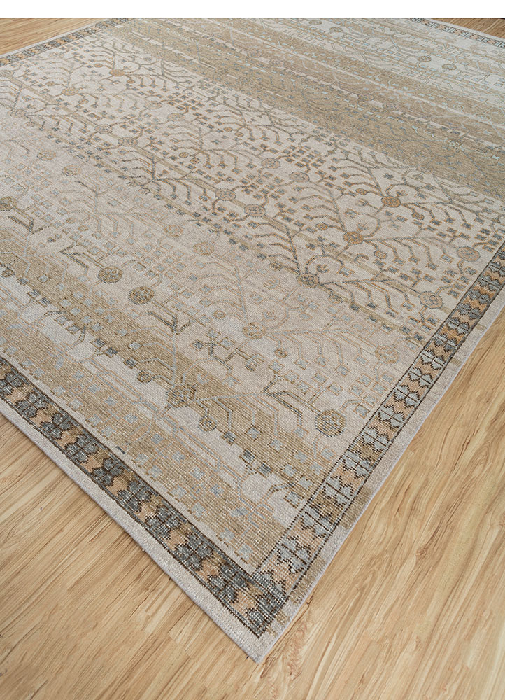 erbe beige and brown wool hand knotted Rug - FloorShot