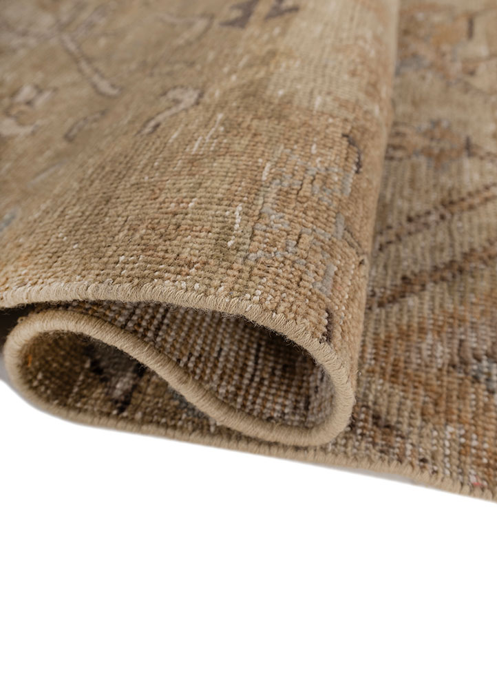 far east gold wool hand knotted Rug - FloorShot