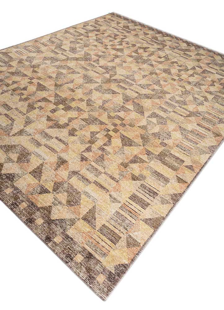 erbe beige and brown wool hand knotted Rug - FloorShot