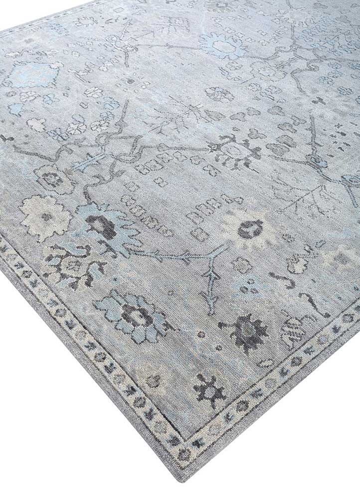 erbe grey and black wool hand knotted Rug - FloorShot