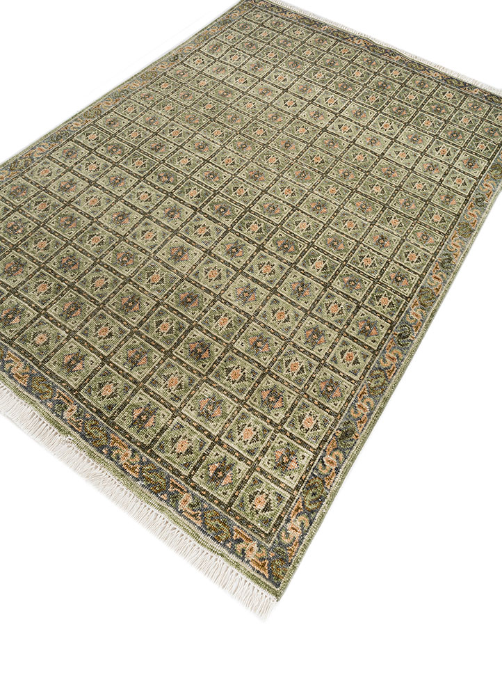 erbe green wool hand knotted Rug - FloorShot