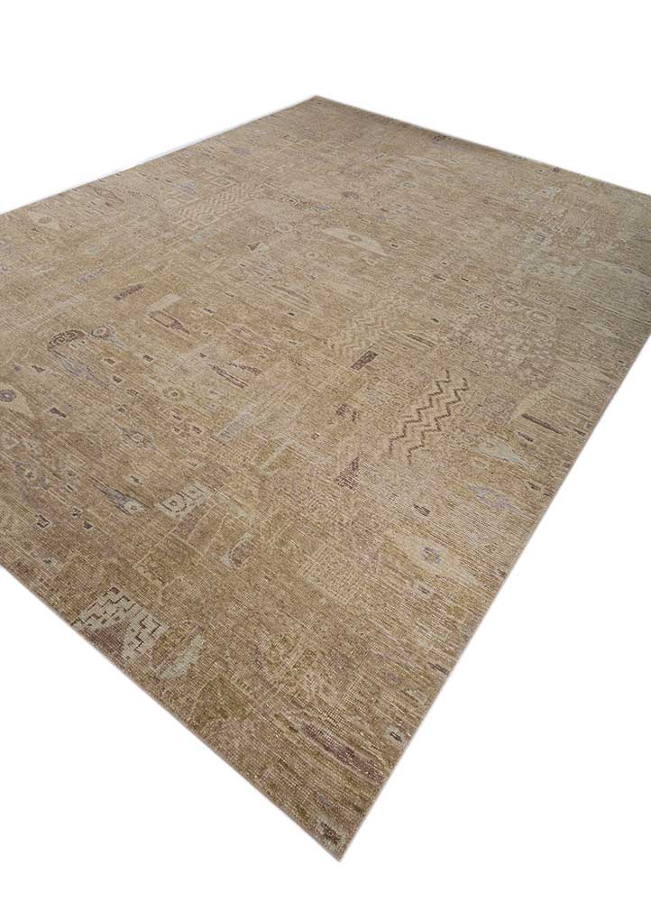 erbe beige and brown wool hand knotted Rug - FloorShot
