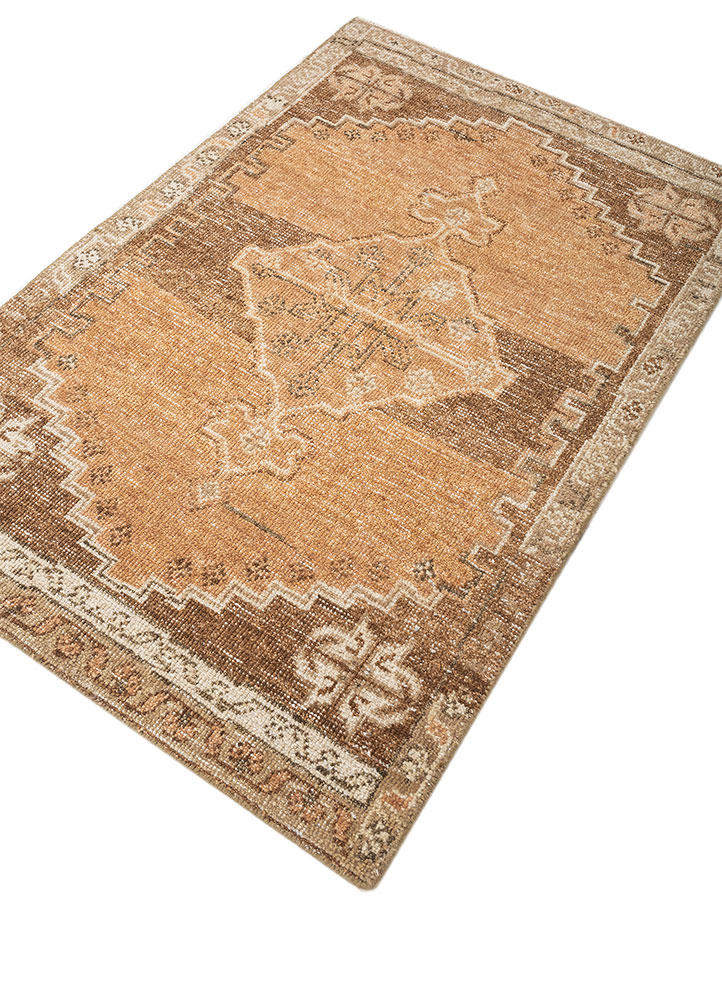 thyme red and orange wool hand knotted Rug - FloorShot