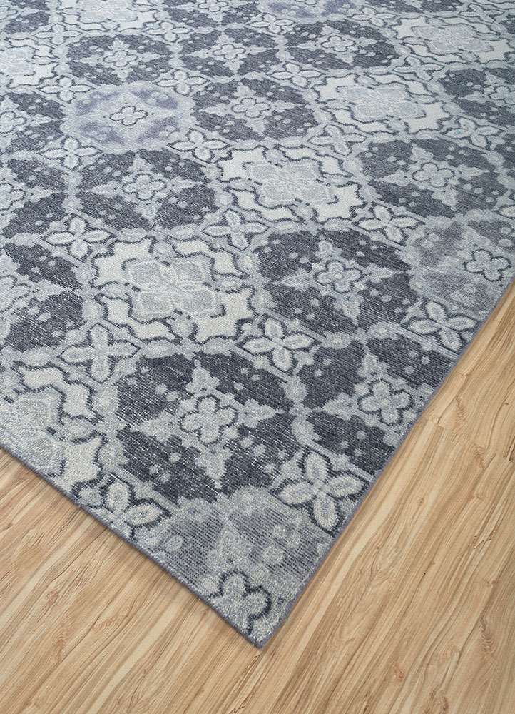 erbe blue wool hand knotted Rug - FloorShot