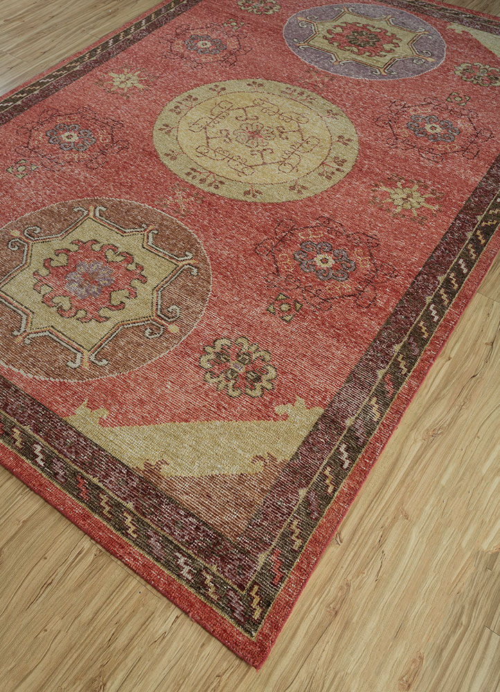 erbe red and orange wool hand knotted Rug - FloorShot