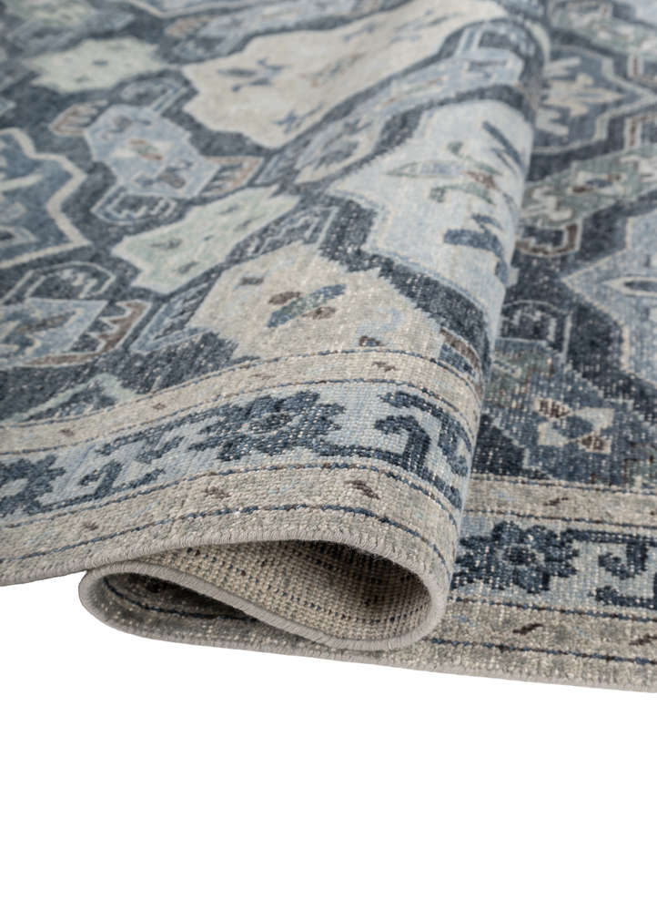 erbe blue wool hand knotted Rug - FloorShot