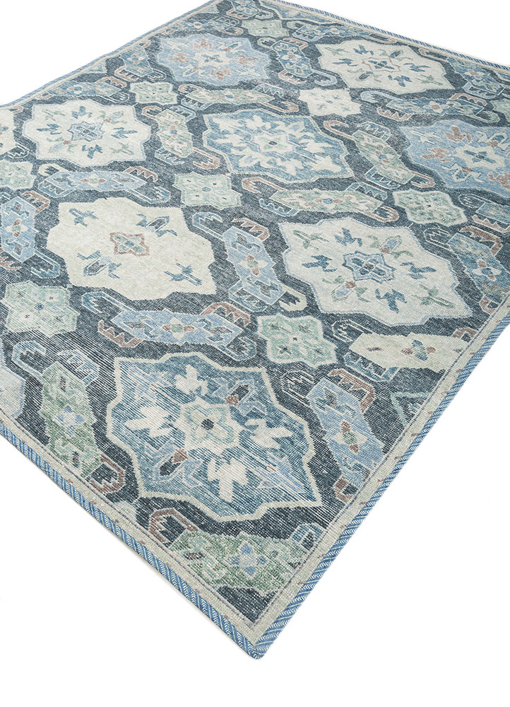 erbe blue wool hand knotted Rug - FloorShot