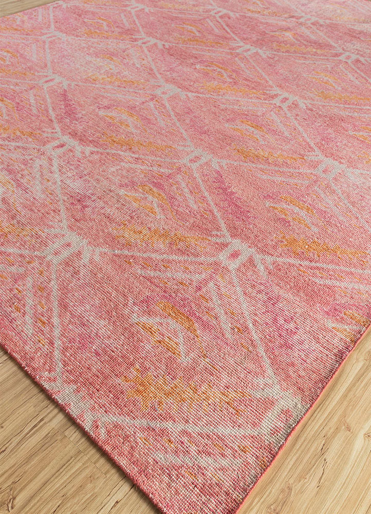 erbe red and orange wool hand knotted Rug - FloorShot
