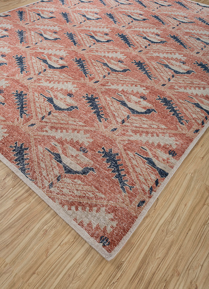 erbe red and orange wool hand knotted Rug - FloorShot