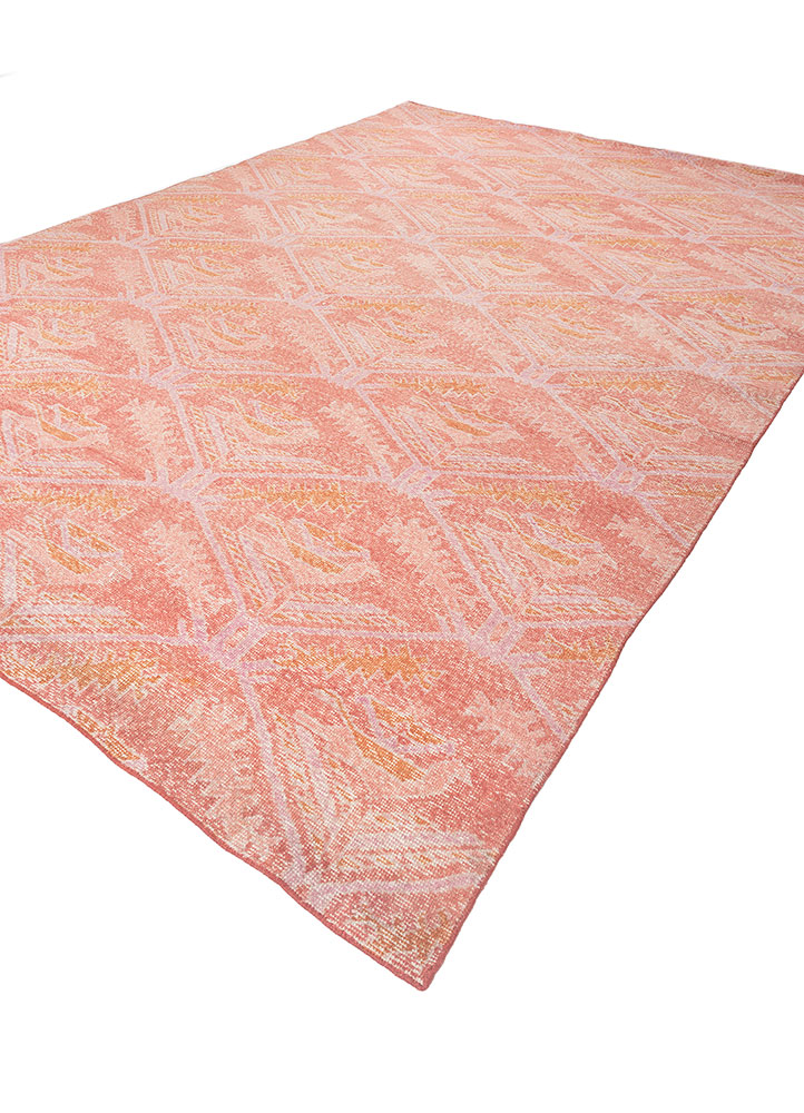 erbe red and orange wool hand knotted Rug - FloorShot