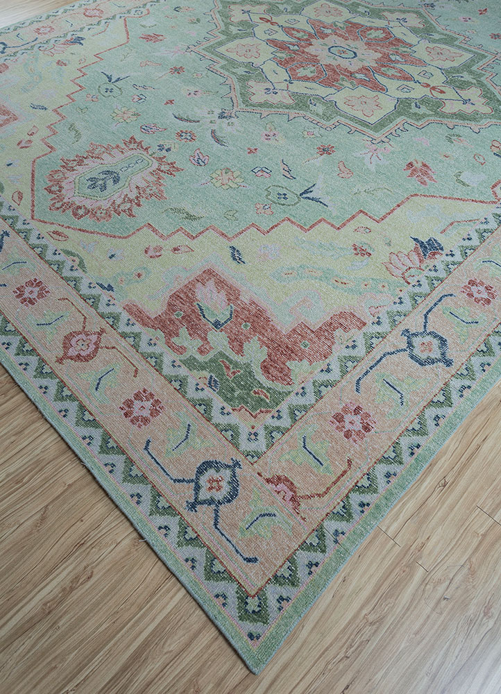 thyme green wool hand knotted Rug - FloorShot