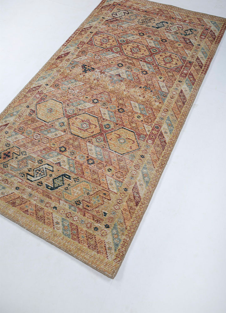 erbe beige and brown wool hand knotted Rug - FloorShot