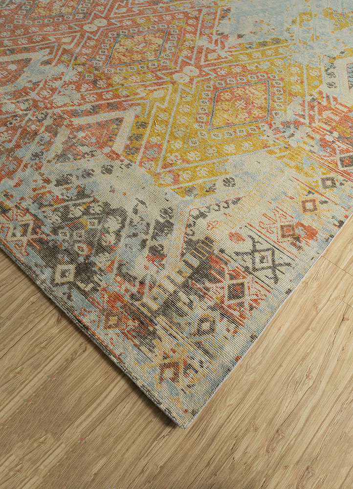 erbe red and orange wool hand knotted Rug - FloorShot