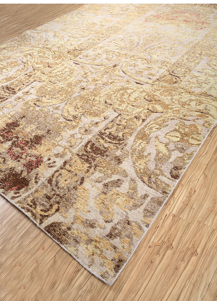 erbe pink and purple wool hand knotted Rug - FloorShot