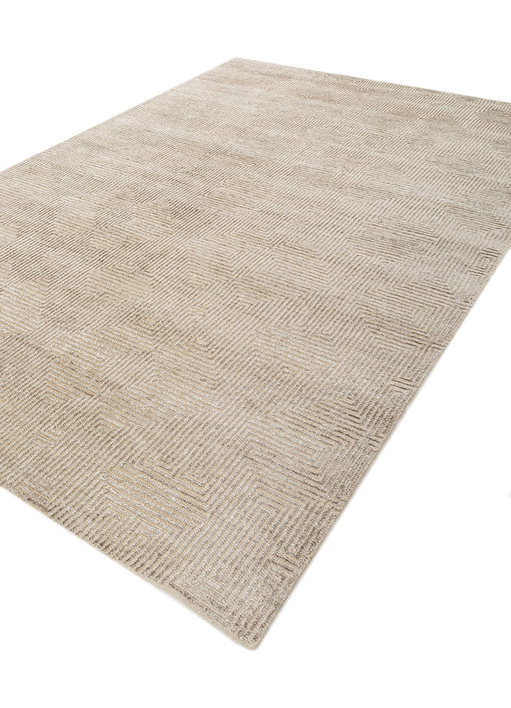 azalea ivory wool and bamboo silk hand knotted Rug - FloorShot