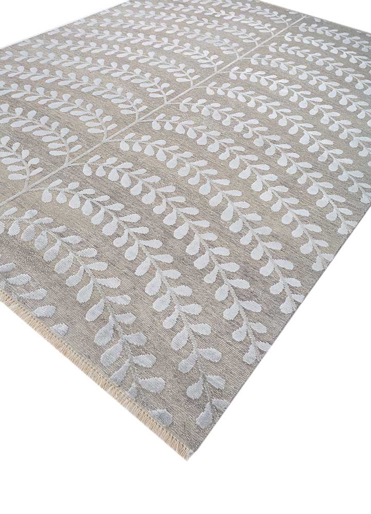 pansy grey and black wool and bamboo silk hand knotted Rug - FloorShot