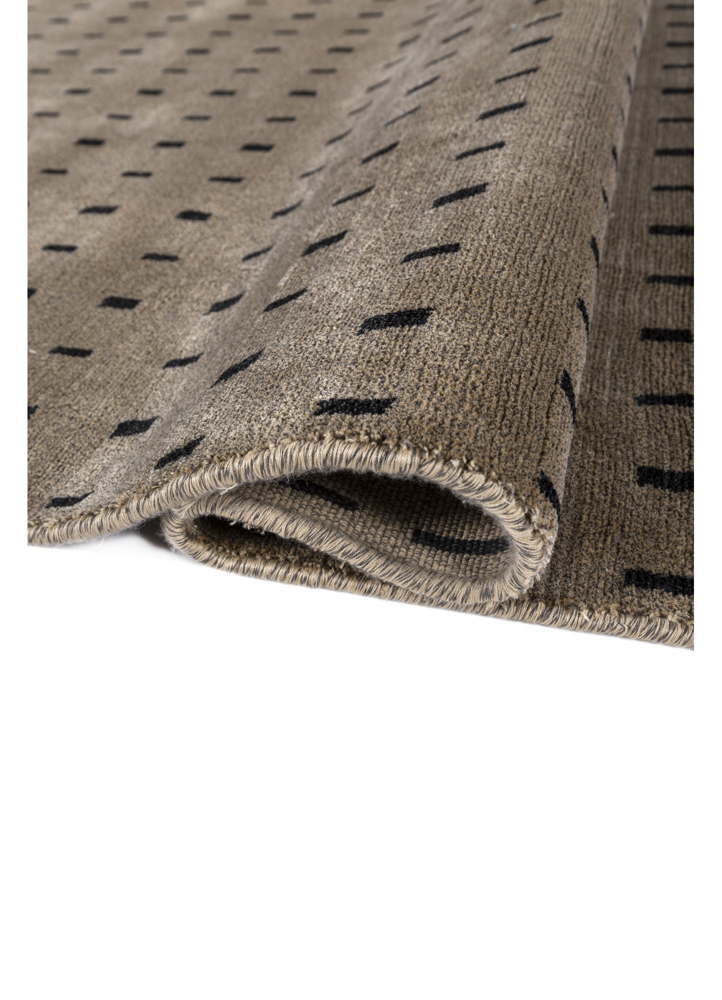 saga beige and brown acrylic hand loom Rug - FloorShot