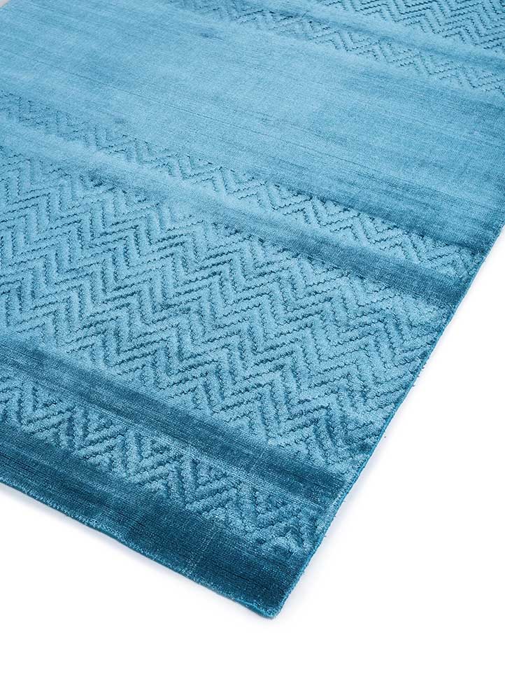 basis blue bamboo silk hand loom Rug - FloorShot