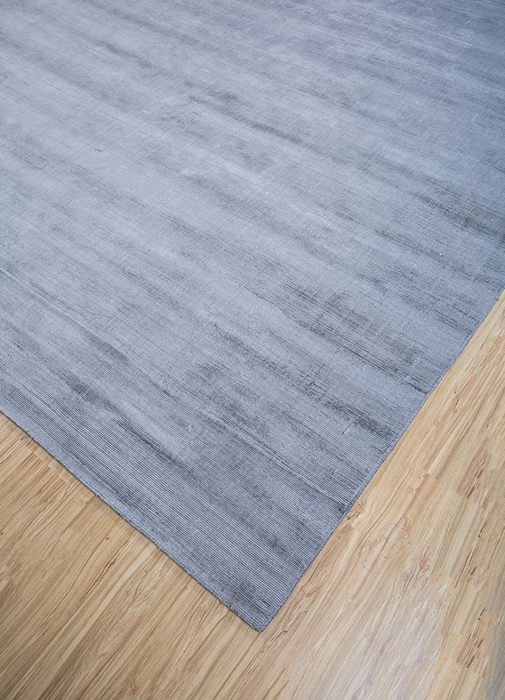 saga blue bamboo silk hand loom Rug - FloorShot
