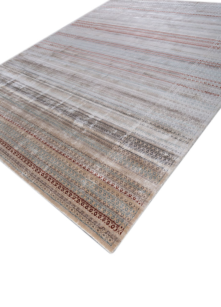 basis beige and brown bamboo silk hand loom Rug - FloorShot